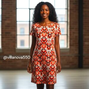 Bar III Orange Geometric Mini Dress